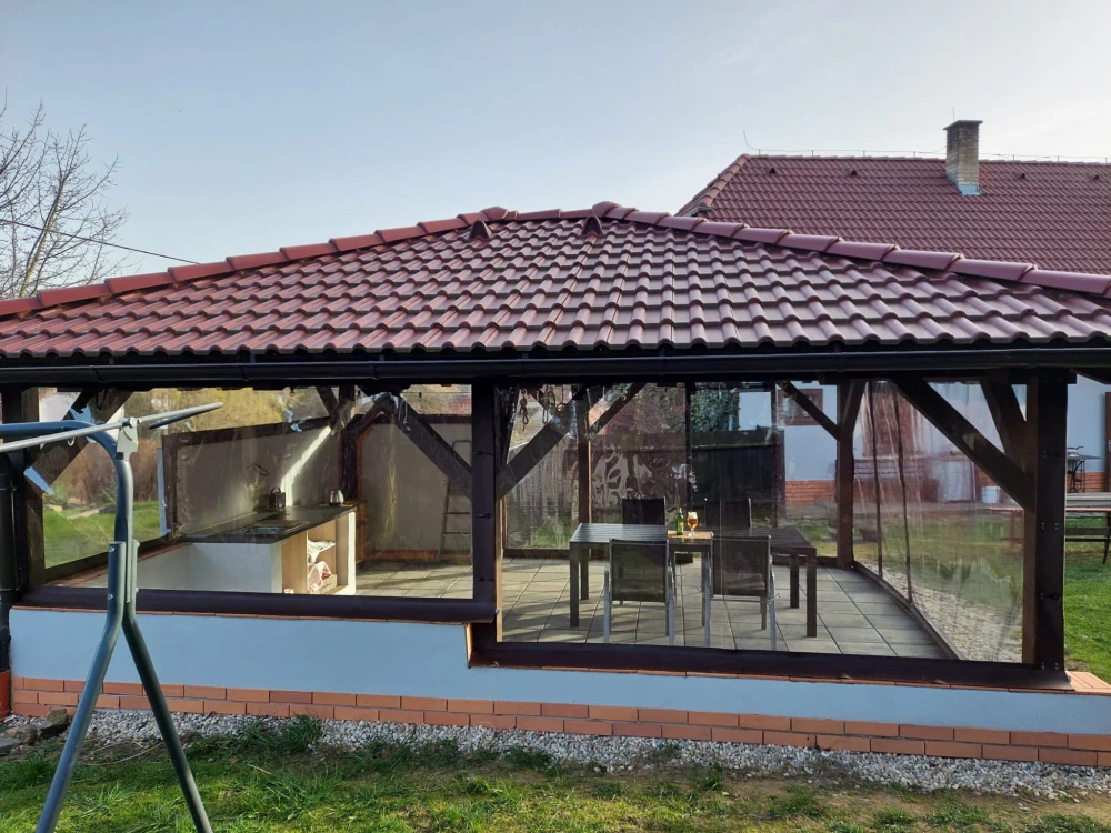 Průhledná plachta na pergolu šířka 400 × výška 220 cm 