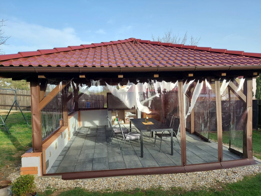 Průhledná plachta na pergolu šířka 400 × výška 220 cm 